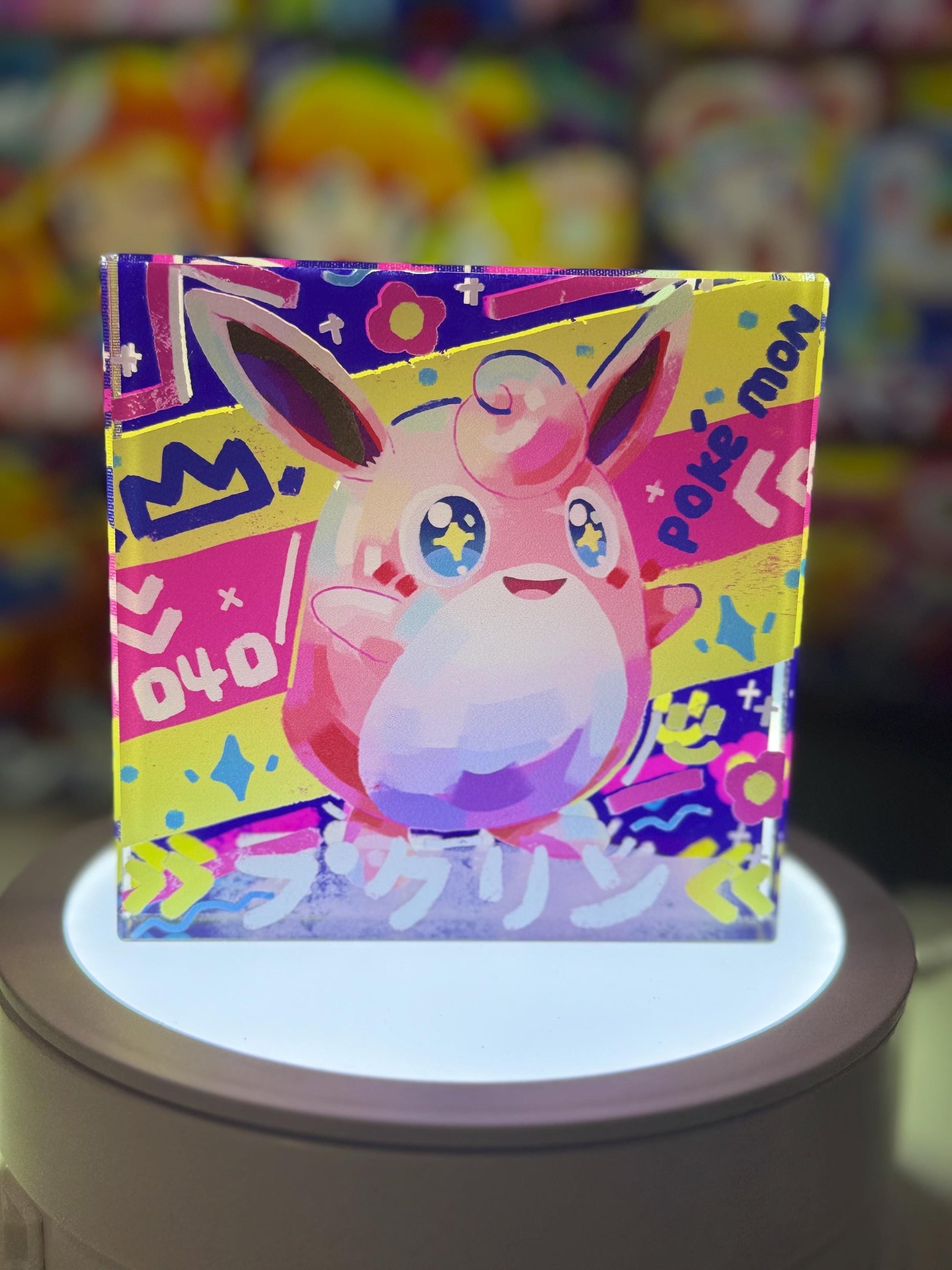 Jigglypuff Evolution Chain CustomMade Pokemon Crystal Acrylic Block 10x10x1.5cm-Gift For him-Pokemon fan-Pokemon TCG PTCG Full Art