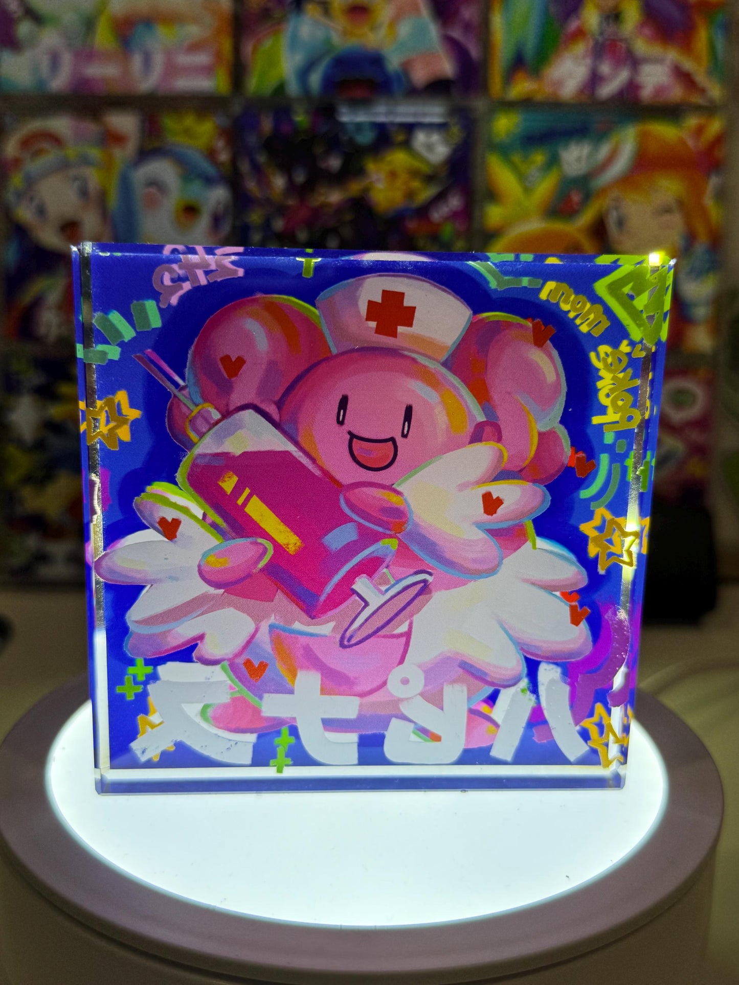 Blissey CustomMade Pokemon Acrylic Crystal Block-10cm Handcrafted Gift for Collectors TCG PTCG-Pikachu Charizard Original Display Art