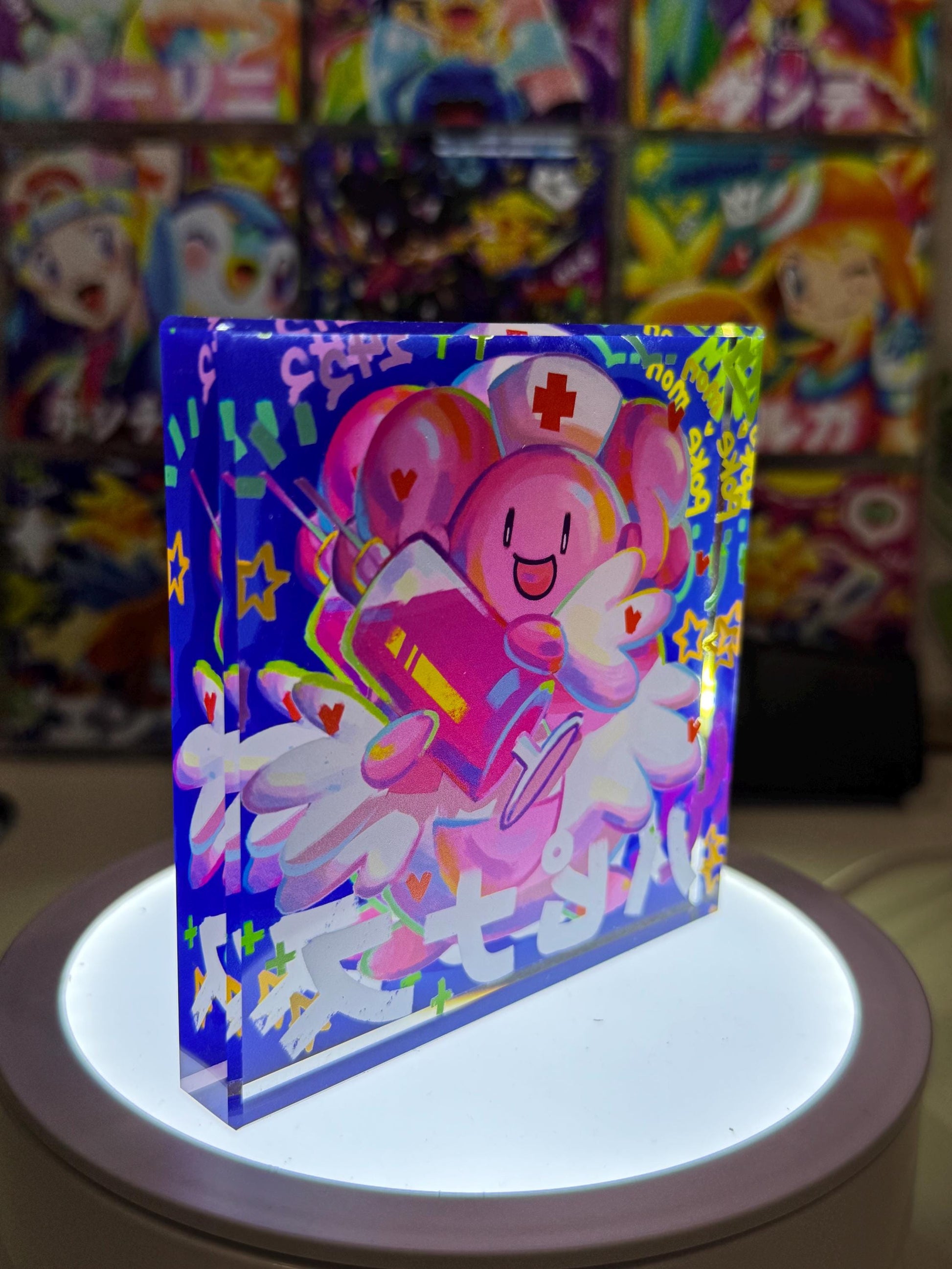 Blissey CustomMade Pokemon Acrylic Crystal Block-10cm Handcrafted Gift for Collectors TCG PTCG-Pikachu Charizard Original Display Art