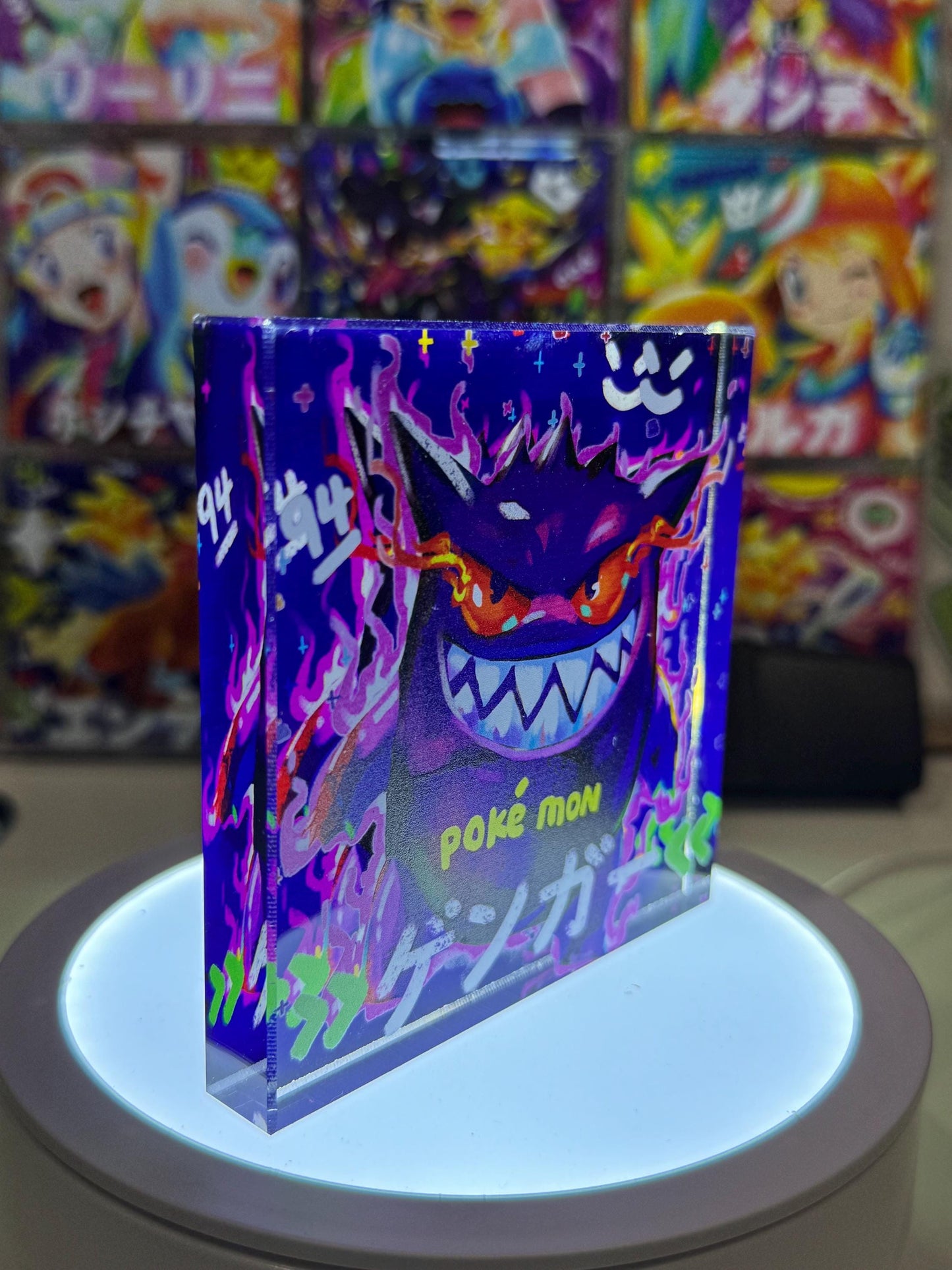 Gengar CustomMade Pokemon Acrylic Crystal Block-10cm Handcrafted Gift for Collectors TCG PTCG-Pikachu Charizard Original Display Art