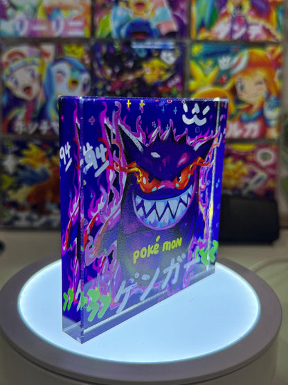 Gengar CustomMade Pokemon Acrylic Crystal Block-10cm Handcrafted Gift for Collectors TCG PTCG-Pikachu Charizard Original Display Art