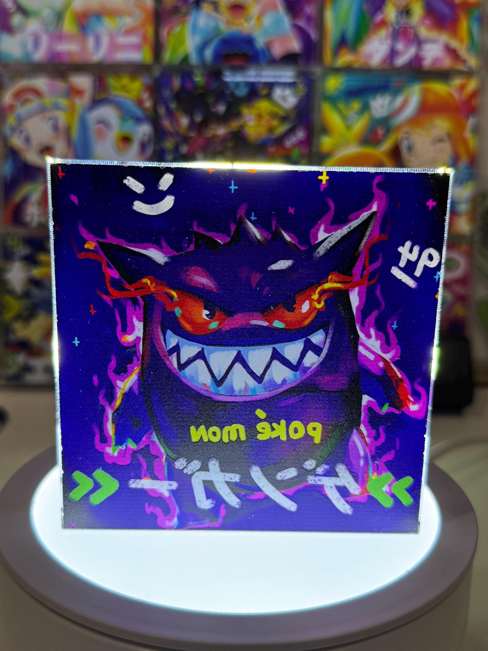 Gengar CustomMade Pokemon Acrylic Crystal Block-10cm Handcrafted Gift for Collectors TCG PTCG-Pikachu Charizard Original Display Art