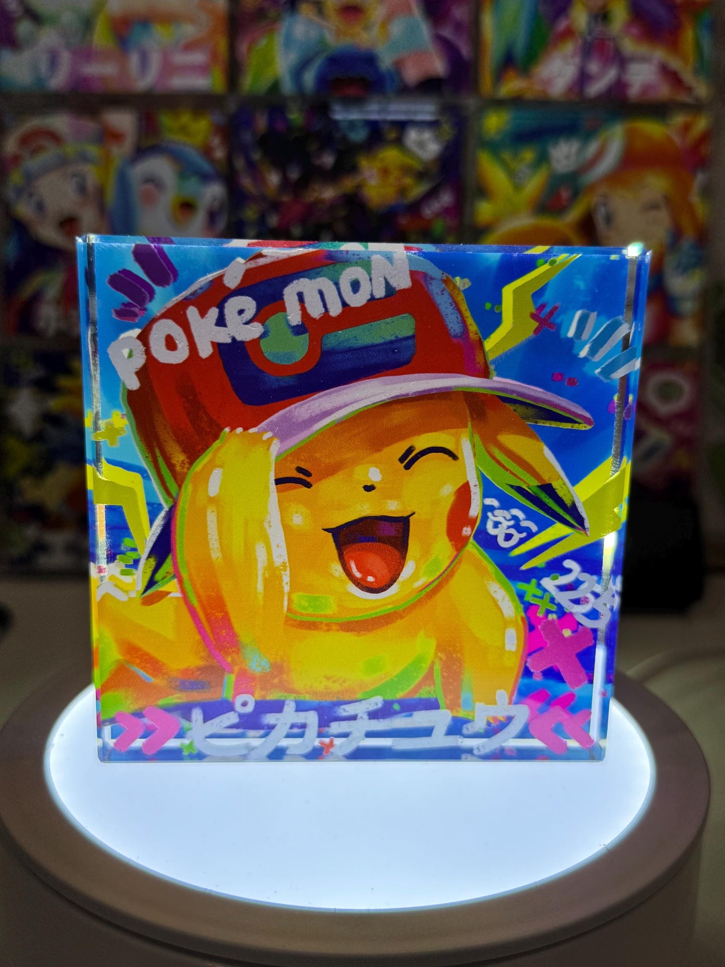 Pikachu CustomMade Pokemon Acrylic Crystal Block-10cm Handcrafted Gift for Collectors TCG PTCG-Pikachu Charizard Original Display Art