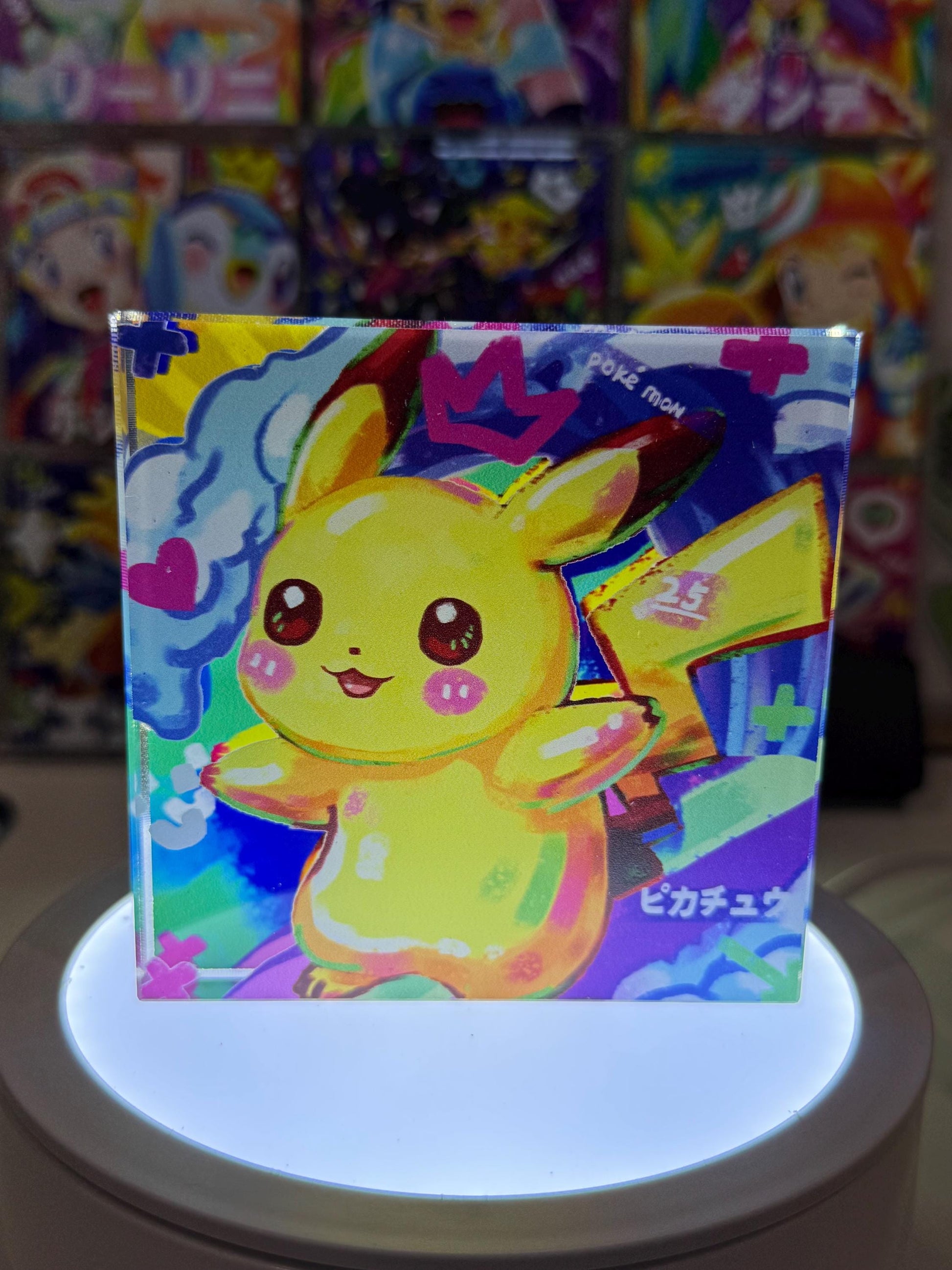Pikachu CustomMade Pokemon Acrylic Crystal Block-10cm Handcrafted Gift for Collectors TCG PTCG-Pikachu Charizard Original Display Art
