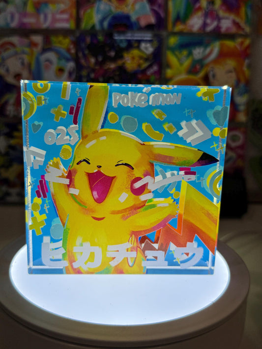 Pikachu CustomMade Pokemon Acrylic Crystal Block-10cm Handcrafted Gift for Collectors TCG PTCG-Pikachu Charizard Original Display Art
