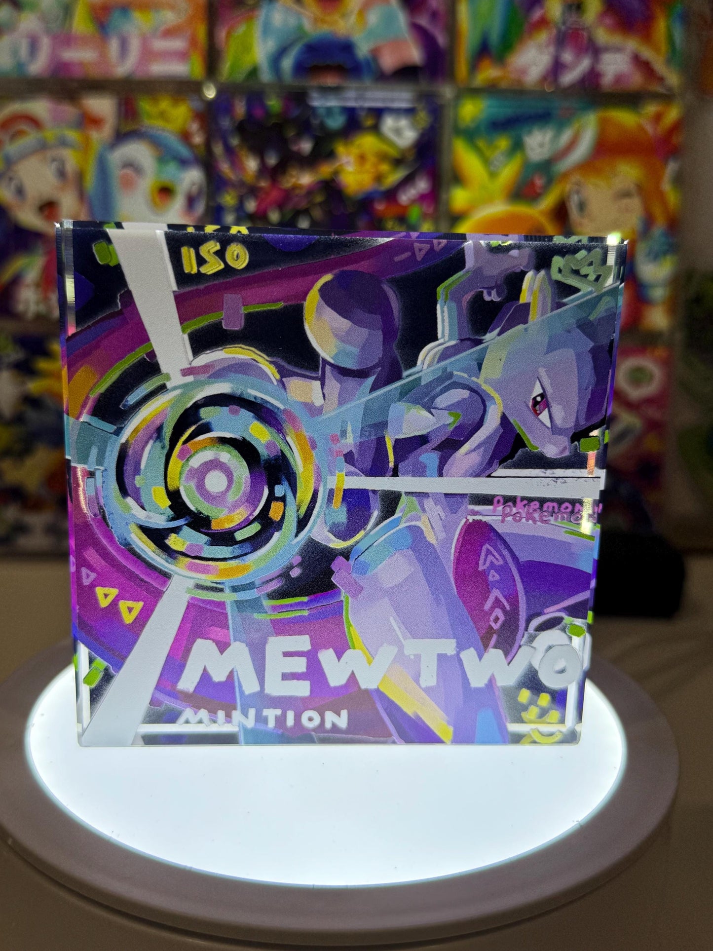 Mewtwo CustomMade Pokemon Acrylic Crystal Block-10cm Handcrafted Gift for Collectors TCG PTCG-Pikachu Charizard Original Display Art
