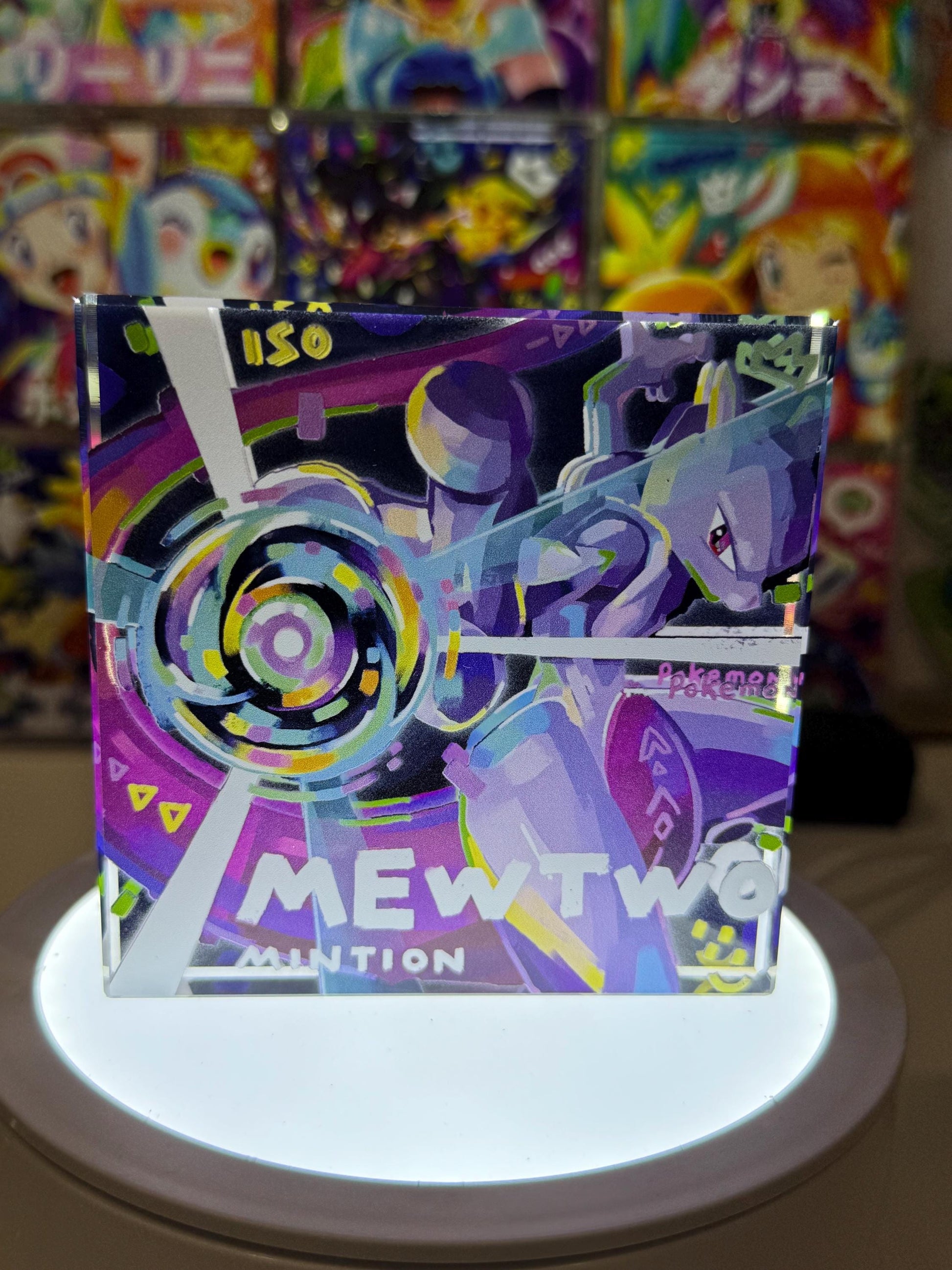 Mewtwo CustomMade Pokemon Acrylic Crystal Block-10cm Handcrafted Gift for Collectors TCG PTCG-Pikachu Charizard Original Display Art