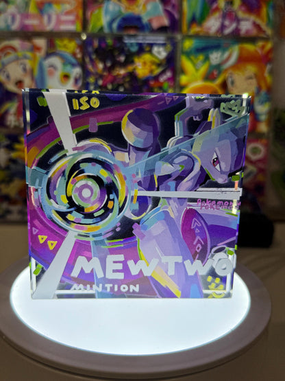 Mewtwo CustomMade Pokemon Acrylic Crystal Block-10cm Handcrafted Gift for Collectors TCG PTCG-Pikachu Charizard Original Display Art