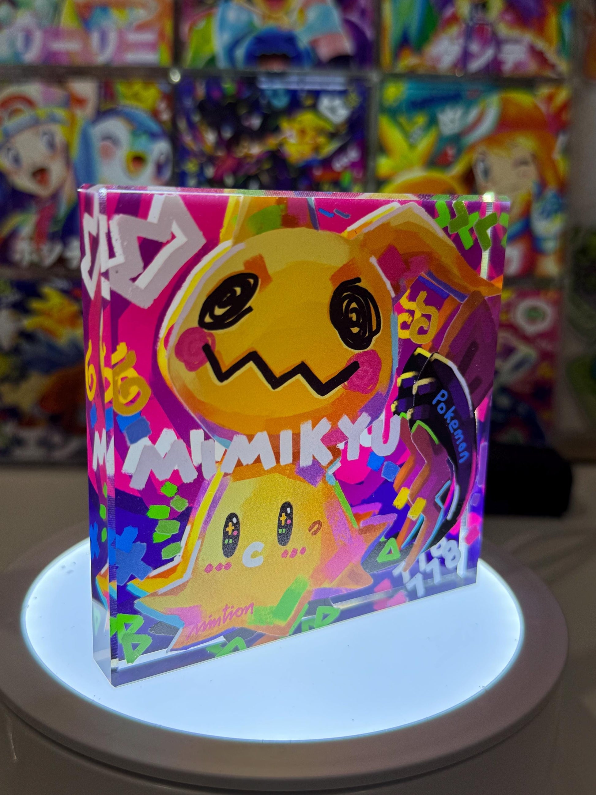Mimikyu CustomMade Pokemon Acrylic Crystal Block-10cm Handcrafted Gift for Collectors TCG PTCG-Pikachu Charizard Original Display Art