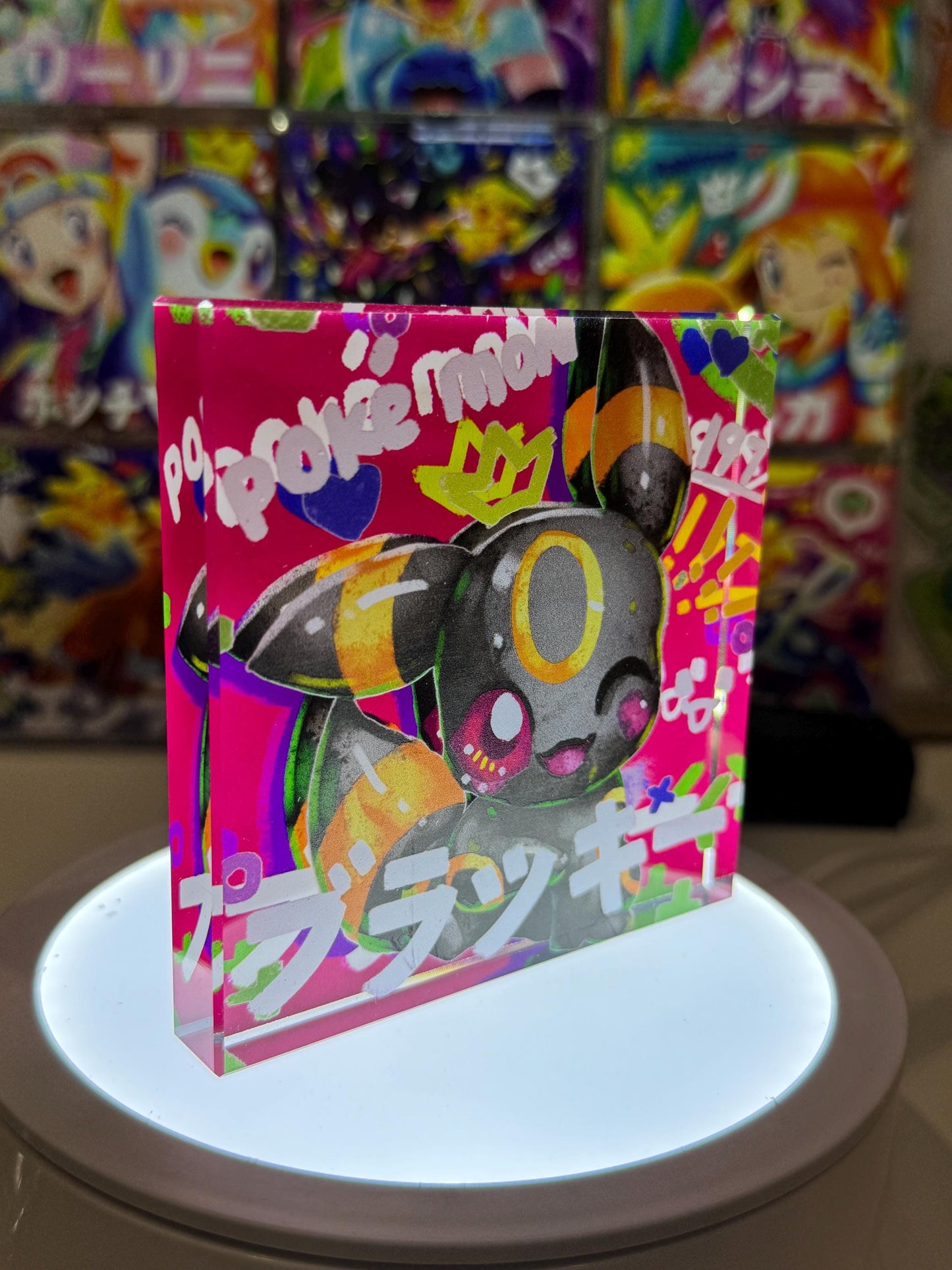 Umbreon eevee CustomMade Pokemon Acrylic Crystal Block-10cm Handcrafted Gift for Collectors TCG PTCG-Pikachu Charizard Original Display Art