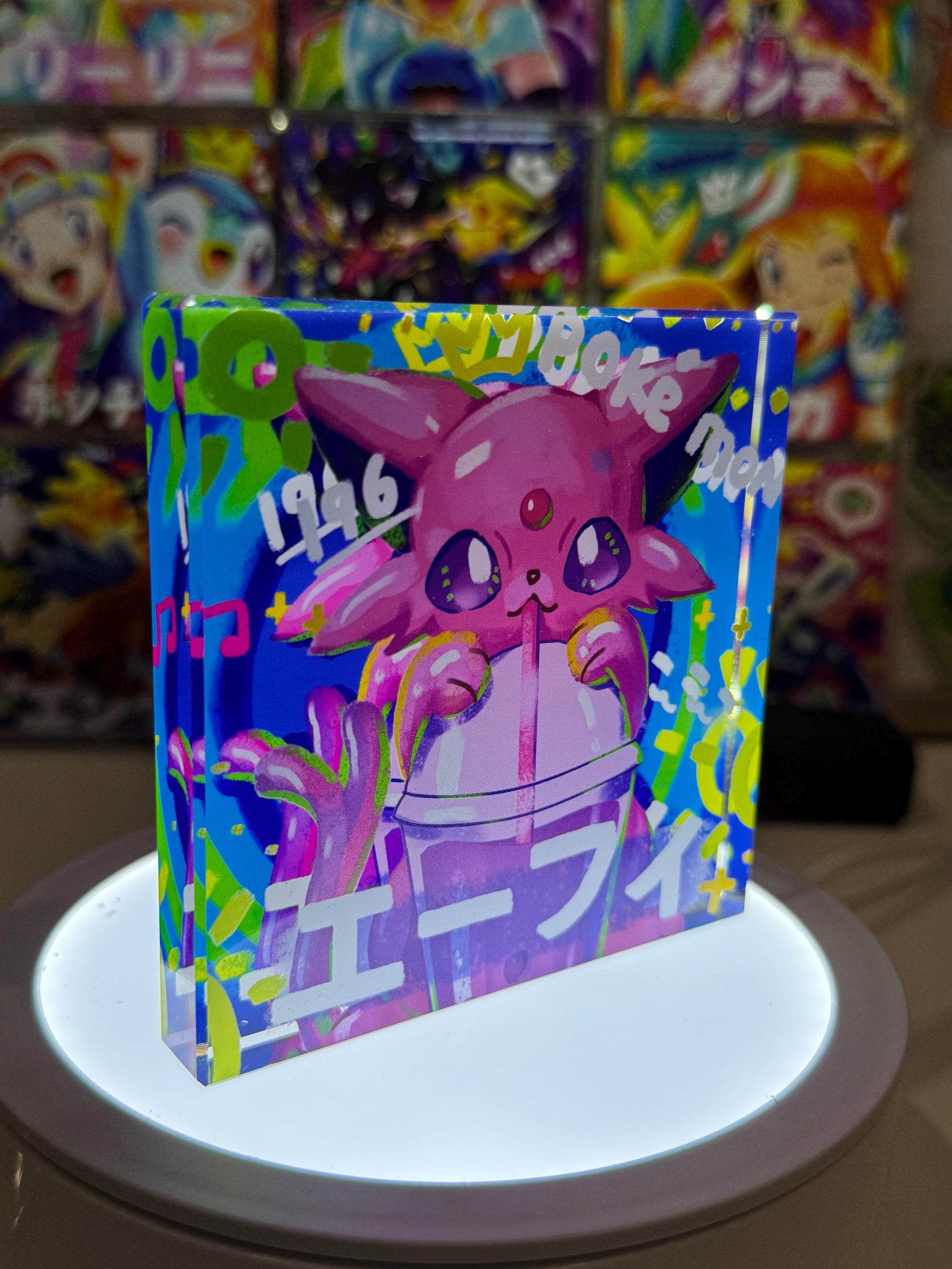 Espeon eevee CustomMade Pokemon Acrylic Crystal Block-10cm Handcrafted Gift for Collectors TCG PTCG-Pikachu Charizard Original Display Art