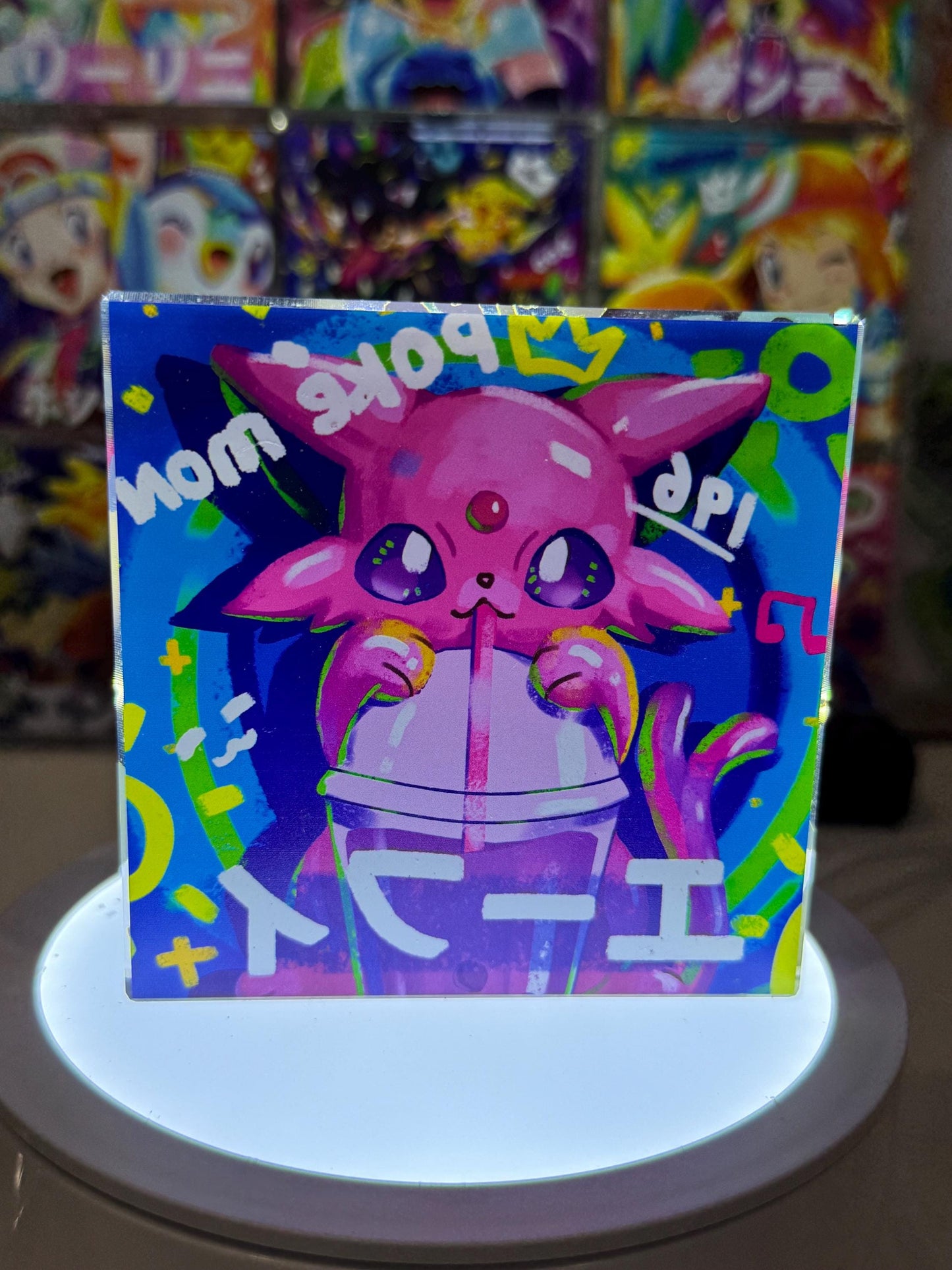 Espeon eevee CustomMade Pokemon Acrylic Crystal Block-10cm Handcrafted Gift for Collectors TCG PTCG-Pikachu Charizard Original Display Art