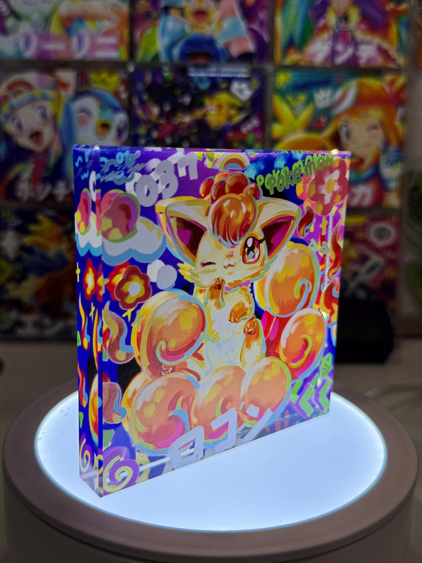 Vulpix CustomMade Pokemon Acrylic Crystal Block-10cm Handcrafted Gift for Collectors TCG PTCG-Pikachu Charizard Original Display Art