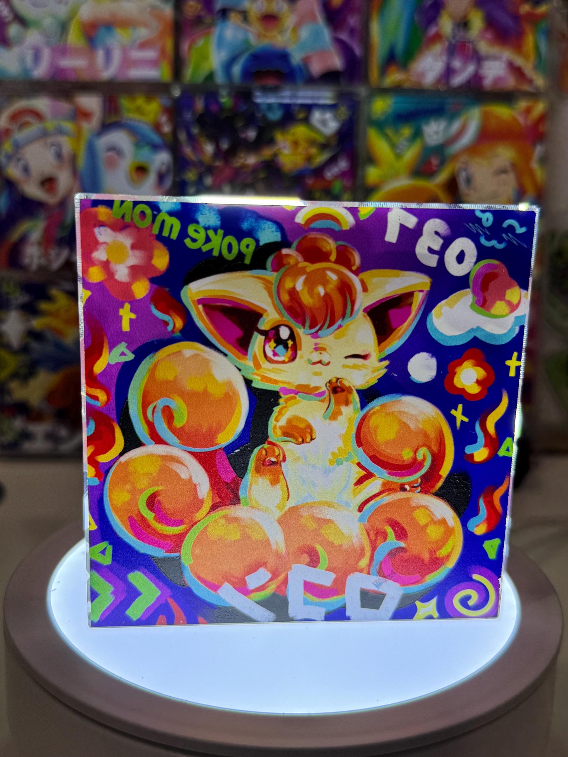 Vulpix CustomMade Pokemon Acrylic Crystal Block-10cm Handcrafted Gift for Collectors TCG PTCG-Pikachu Charizard Original Display Art