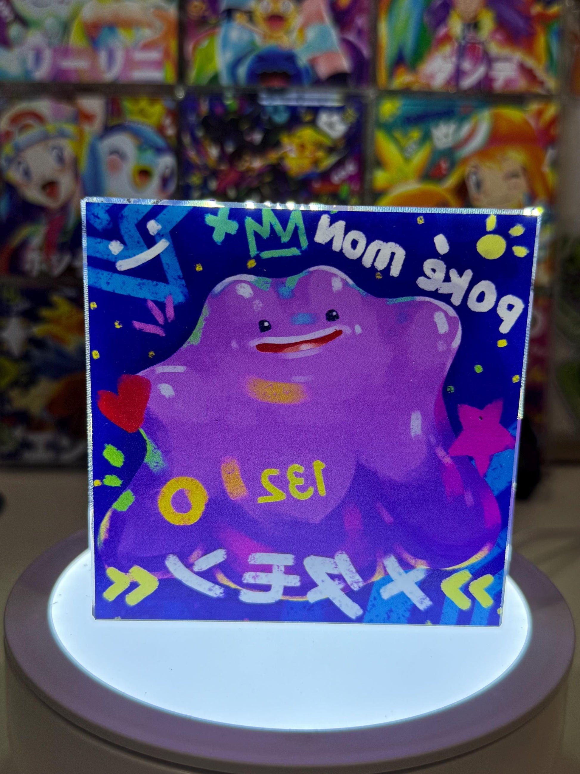 Ditto CustomMade Pokemon Acrylic Crystal Block-10cm Handcrafted Gift for Collectors TCG PTCG-Pikachu Charizard Original Display Art