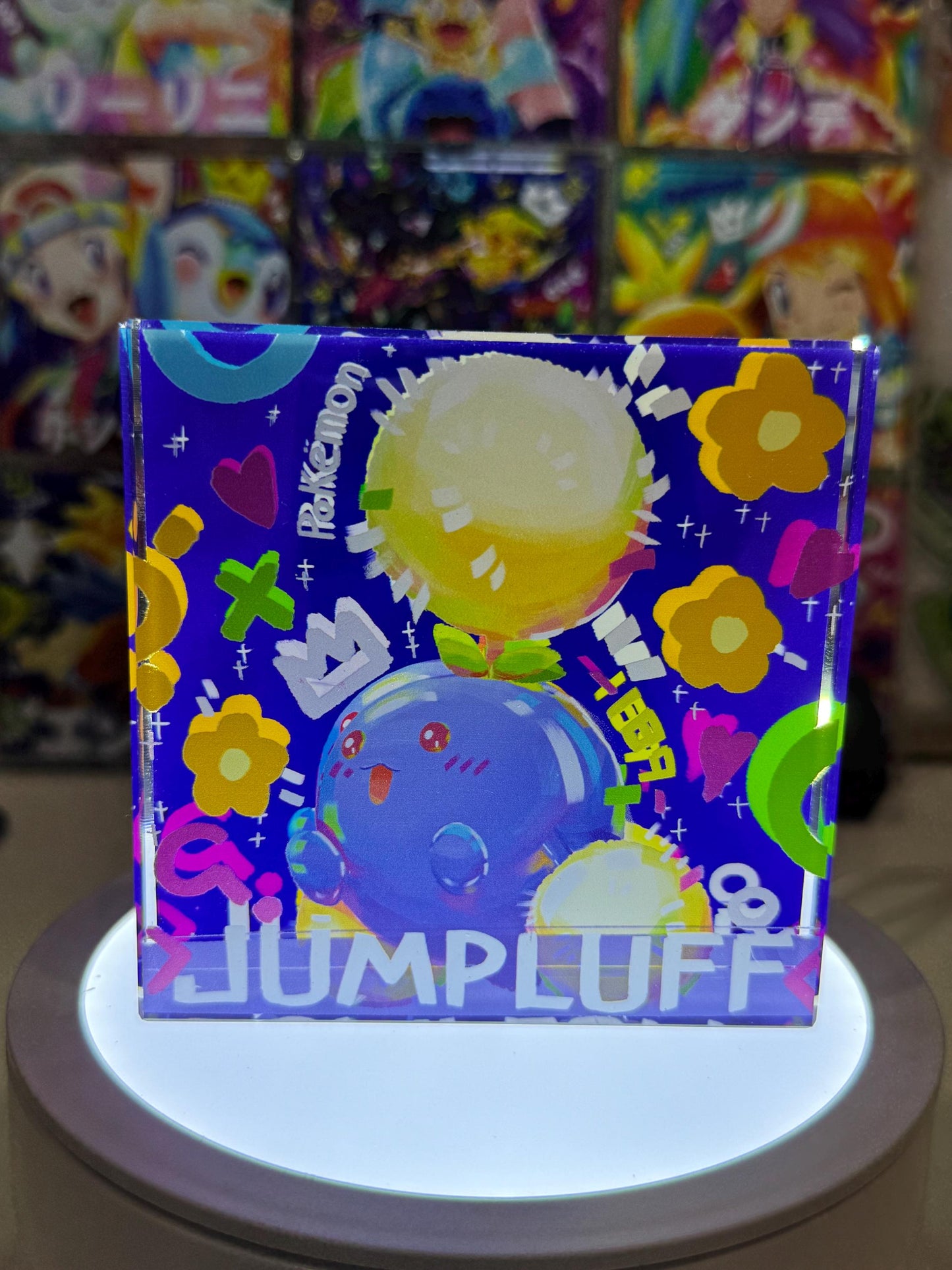 Jumpluff CustomMade Pokemon Acrylic Crystal Block-10cm Handcrafted Gift for Collectors TCG PTCG-Pikachu Charizard Original Display Art