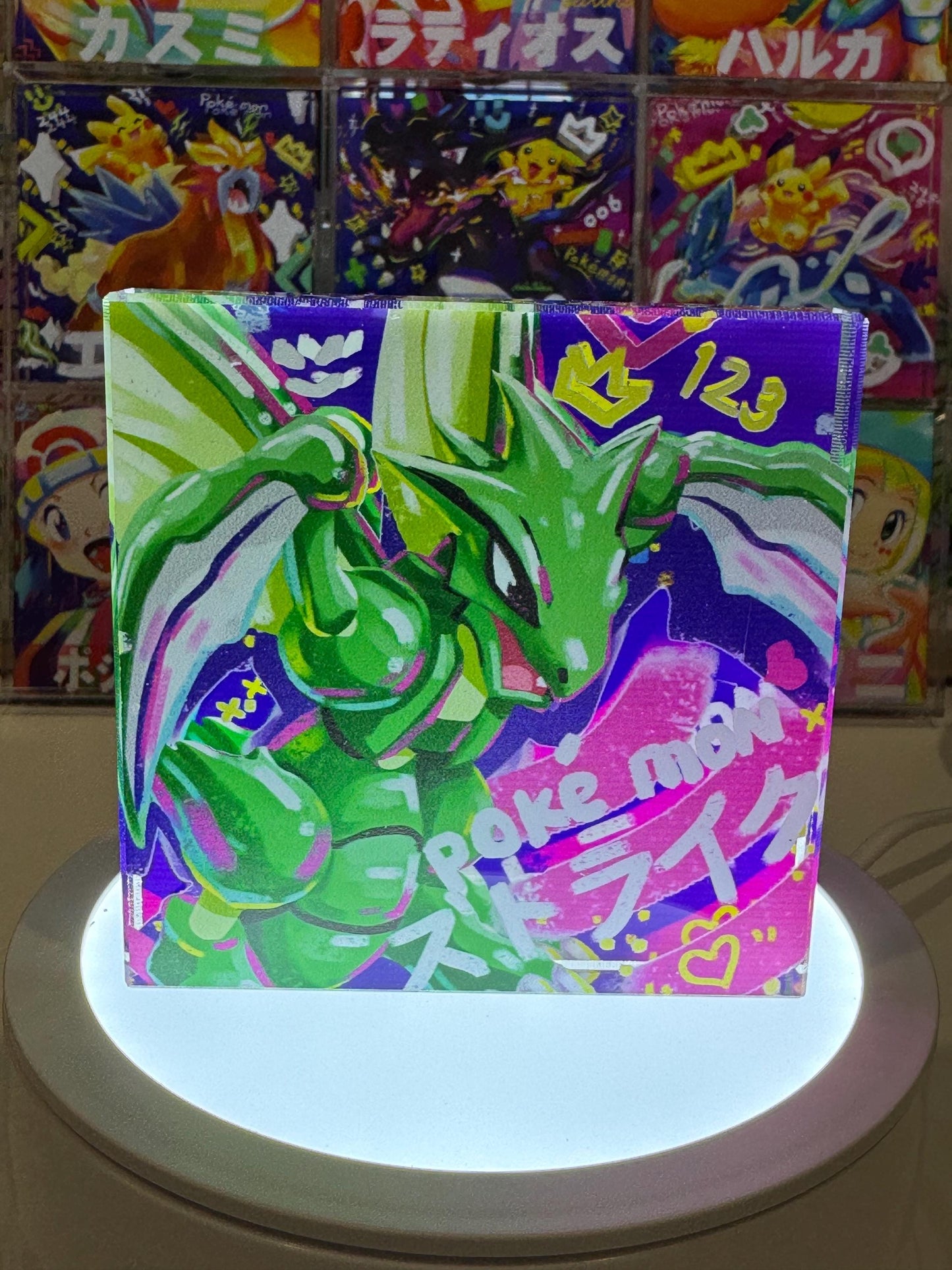 Scyther CustomMade Pokemon Acrylic Crystal Block-10cm Handcrafted Gift for Collectors TCG PTCG-Pikachu Charizard Original Display Art