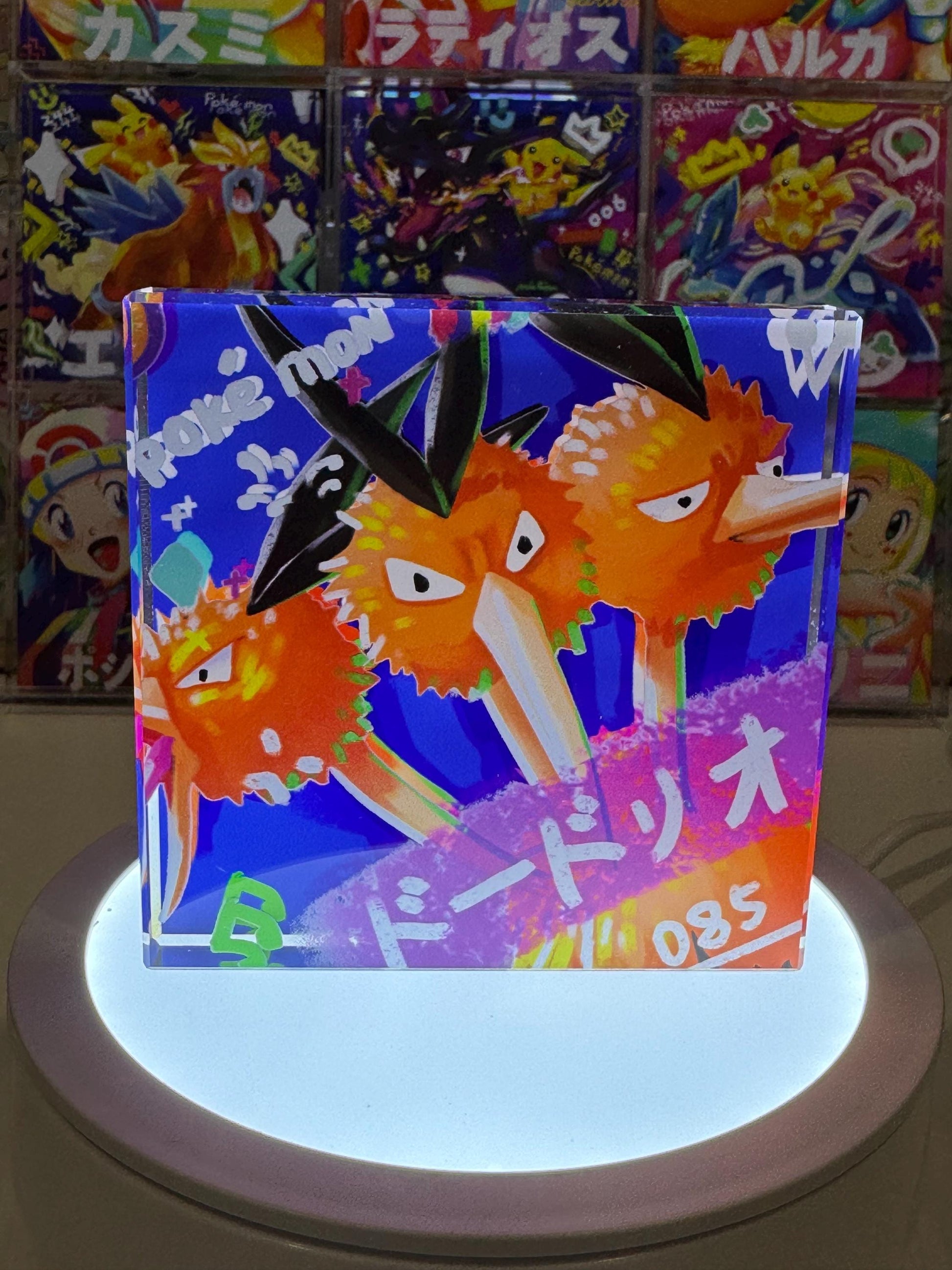 Dodrio CustomMade Pokemon Acrylic Crystal Block-10cm Handcrafted Gift for Collectors TCG PTCG-Pikachu Charizard Original Display Art