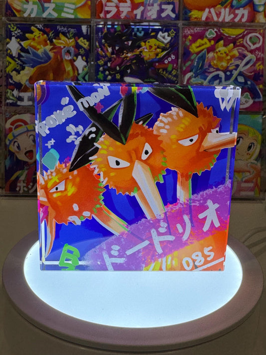 Dodrio CustomMade Pokemon Acrylic Crystal Block-10cm Handcrafted Gift for Collectors TCG PTCG-Pikachu Charizard Original Display Art