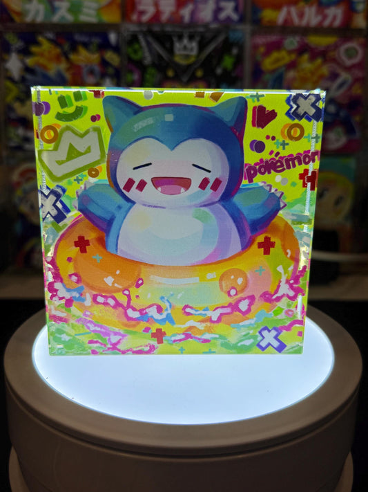 Snorlax CustomMade Pokemon Crystal Acrylic Block 10cmx10cmx1.5cm-Gift For him-Pokemon fan-Pokemon TCG PTCG-Pikachu Charizard Full Art