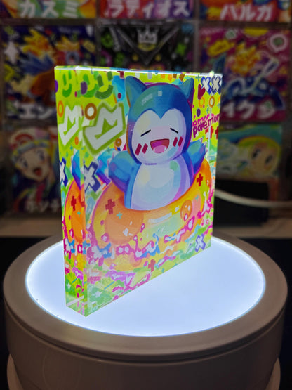 Snorlax CustomMade Pokemon Crystal Acrylic Block 10cmx10cmx1.5cm-Gift For him-Pokemon fan-Pokemon TCG PTCG-Pikachu Charizard Full Art