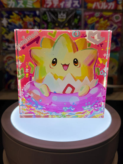 Togepi CustomMade Pokemon Crystal Acrylic Block 10cmx10cmx1.5cm-Gift For him-Pokemon fan-Pokemon TCG PTCG-Pikachu Charizard Full Art
