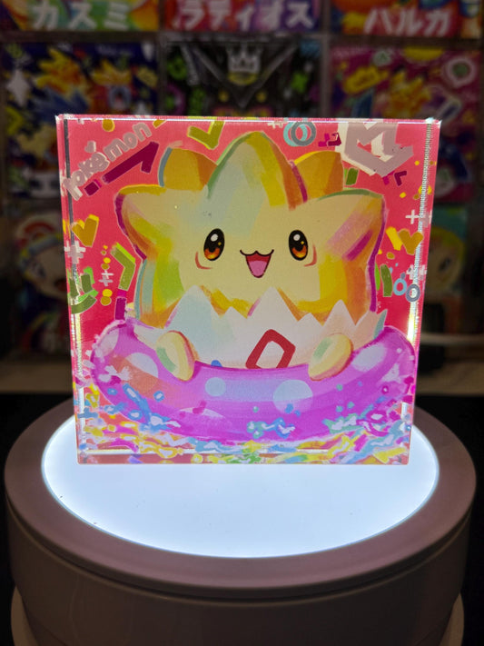 Togepi CustomMade Pokemon Crystal Acrylic Block 10cmx10cmx1.5cm-Gift For him-Pokemon fan-Pokemon TCG PTCG-Pikachu Charizard Full Art