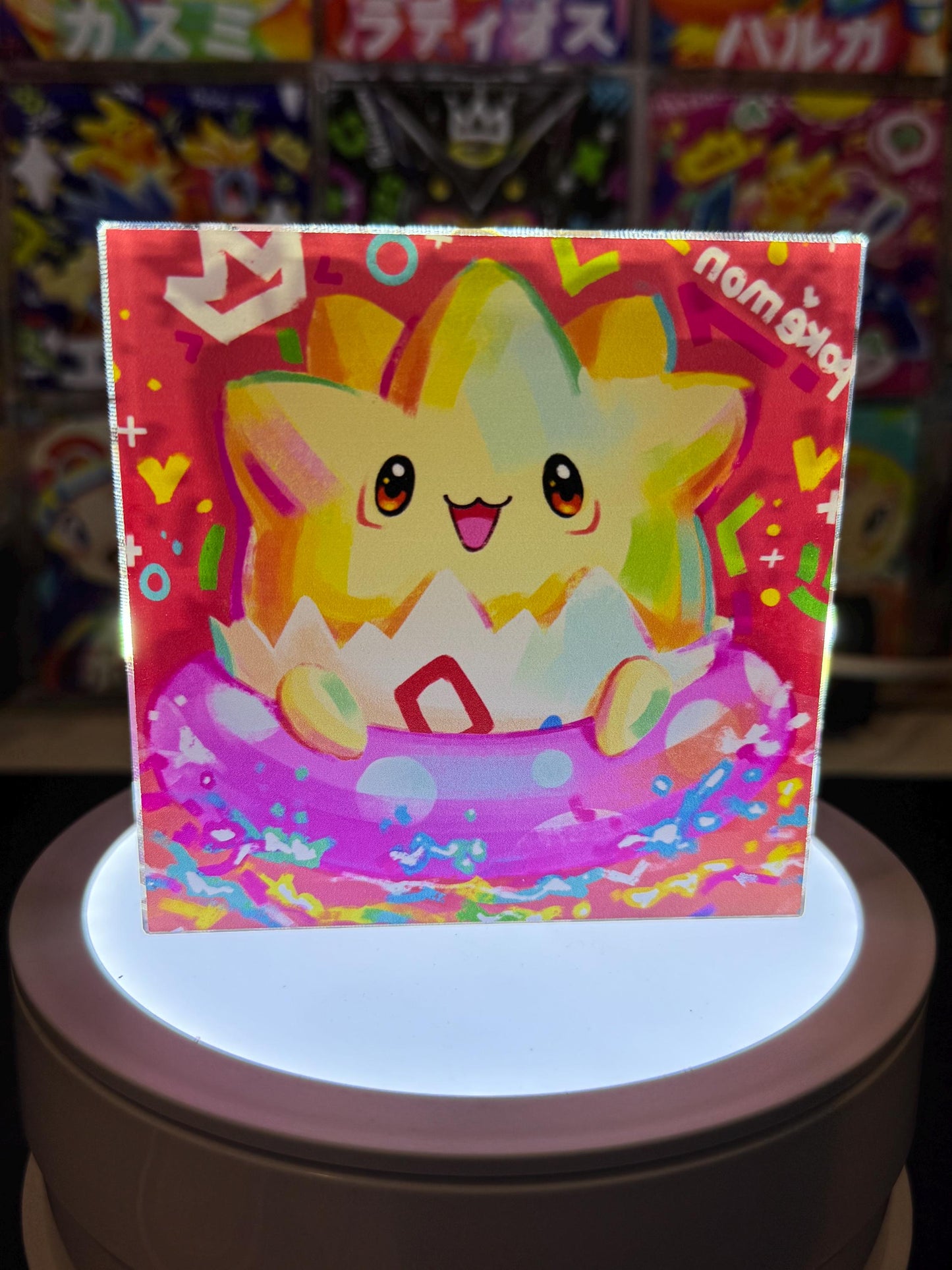 Togepi CustomMade Pokemon Crystal Acrylic Block 10cmx10cmx1.5cm-Gift For him-Pokemon fan-Pokemon TCG PTCG-Pikachu Charizard Full Art