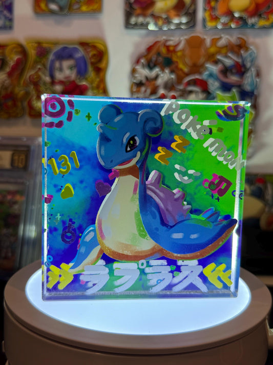 Lapras CustomMade Pokemon Crystal Acrylic Block 10x10x1.5cm-Gift For him-Pokemon fan-Pokemon TCG PTCG-Pikachu Charizard Full Art
