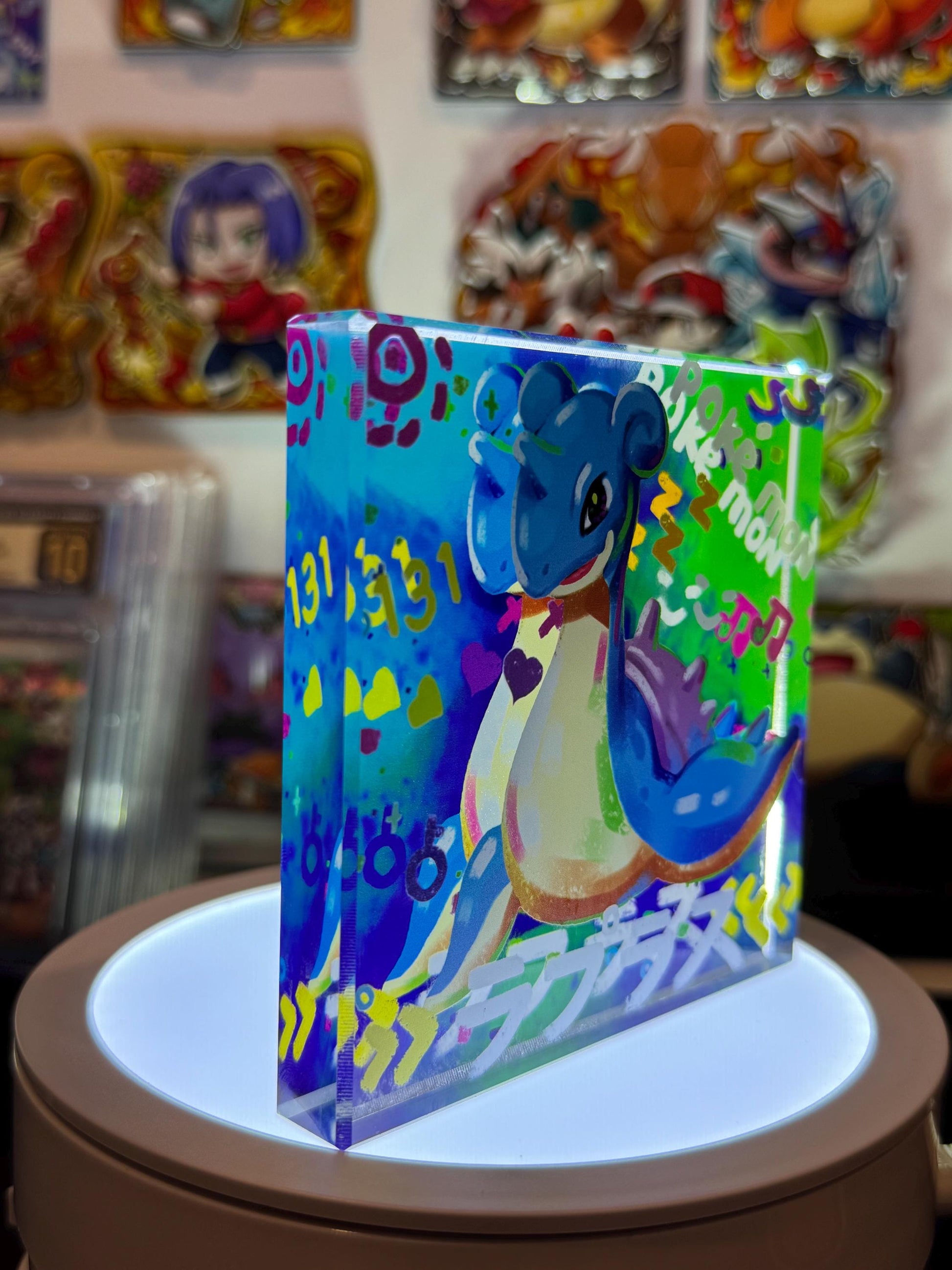 Lapras CustomMade Pokemon Crystal Acrylic Block 10x10x1.5cm-Gift For him-Pokemon fan-Pokemon TCG PTCG-Pikachu Charizard Full Art