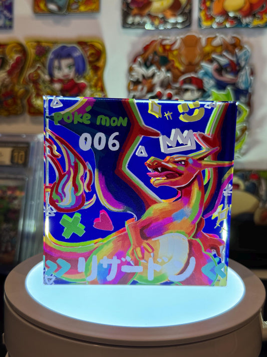 Charizard CustomMade Pokemon Crystal Acrylic Block 10x10x1.5cm-Gift For him-Pokemon fan-Pokemon TCG PTCG-Pikachu Charizard Full Art