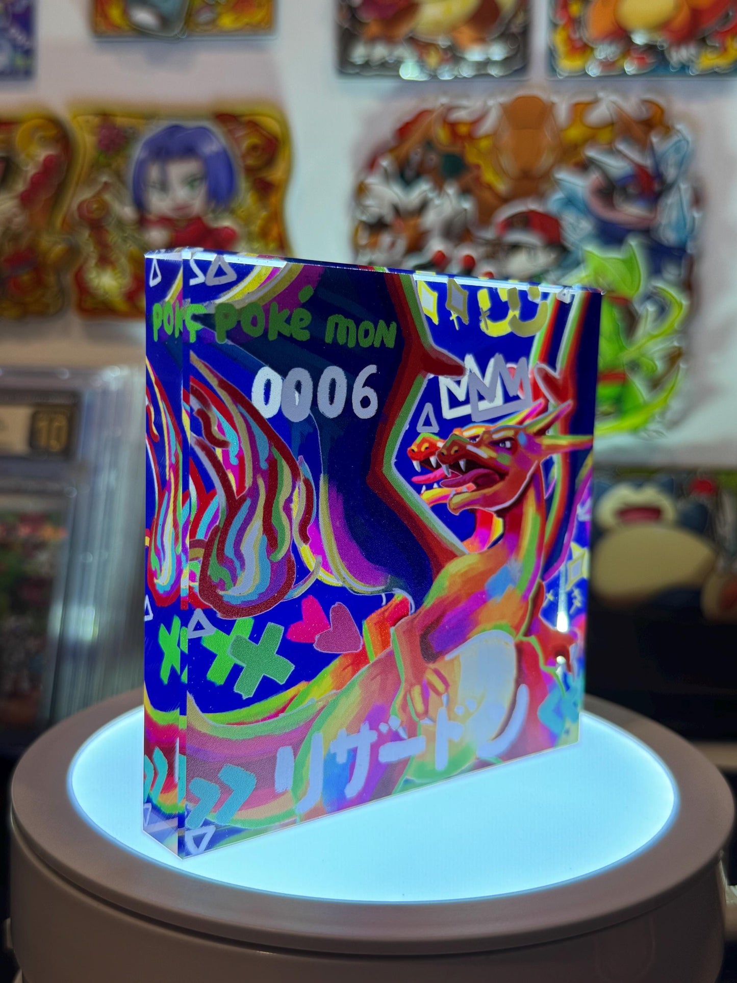 Charizard CustomMade Pokemon Crystal Acrylic Block 10x10x1.5cm-Gift For him-Pokemon fan-Pokemon TCG PTCG-Pikachu Charizard Full Art