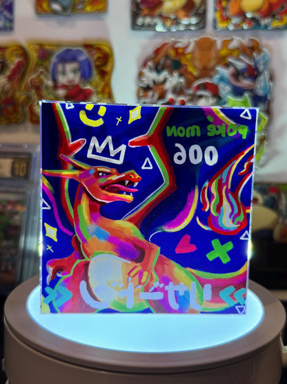 Charizard CustomMade Pokemon Crystal Acrylic Block 10x10x1.5cm-Gift For him-Pokemon fan-Pokemon TCG PTCG-Pikachu Charizard Full Art