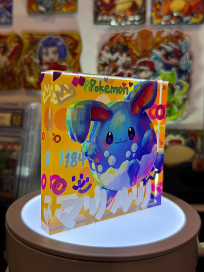 Azumarill CustomMade Pokemon Crystal Acrylic Block 10x10x1.5cm-Gift For him-Pokemon fan-Pokemon TCG PTCG-Pikachu Charizard Full Art