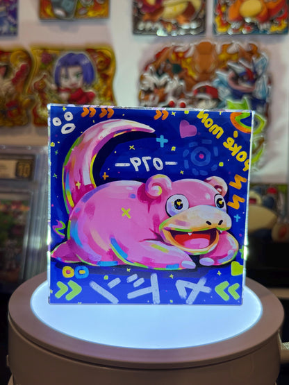 Slowpoke CustomMade Pokemon Crystal Acrylic Block 10x10x1.5cm-Gift For him-Pokemon fan-Pokemon TCG PTCG-Pikachu Charizard Full Art