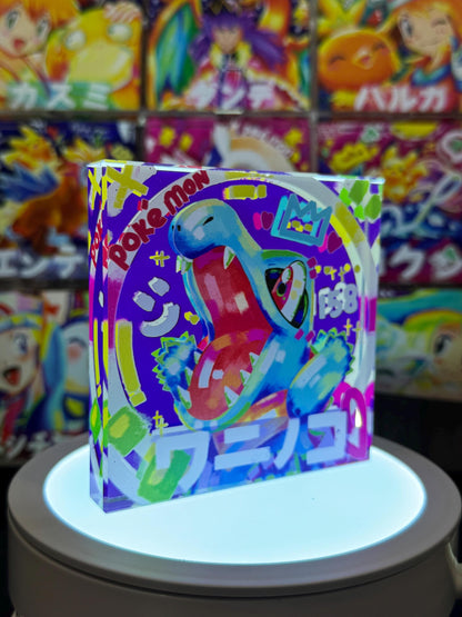 Totodile CustomMade Pokemon Crystal Acrylic Block 10cmx10cmx1.5cm-Gift For him-Pokemon fan-Pokemon TCG PTCG-Pikachu Charizard Full Art