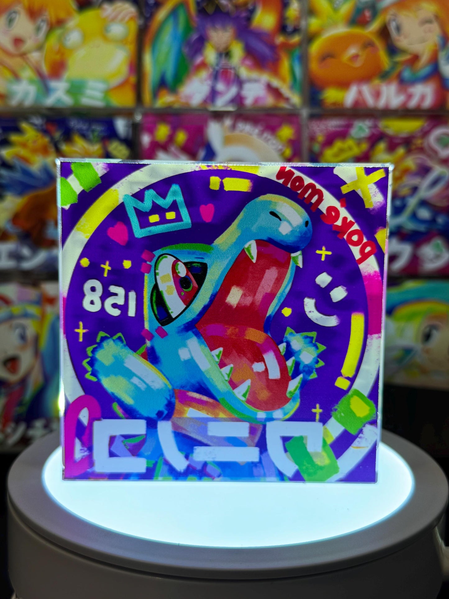 Totodile CustomMade Pokemon Crystal Acrylic Block 10cmx10cmx1.5cm-Gift For him-Pokemon fan-Pokemon TCG PTCG-Pikachu Charizard Full Art