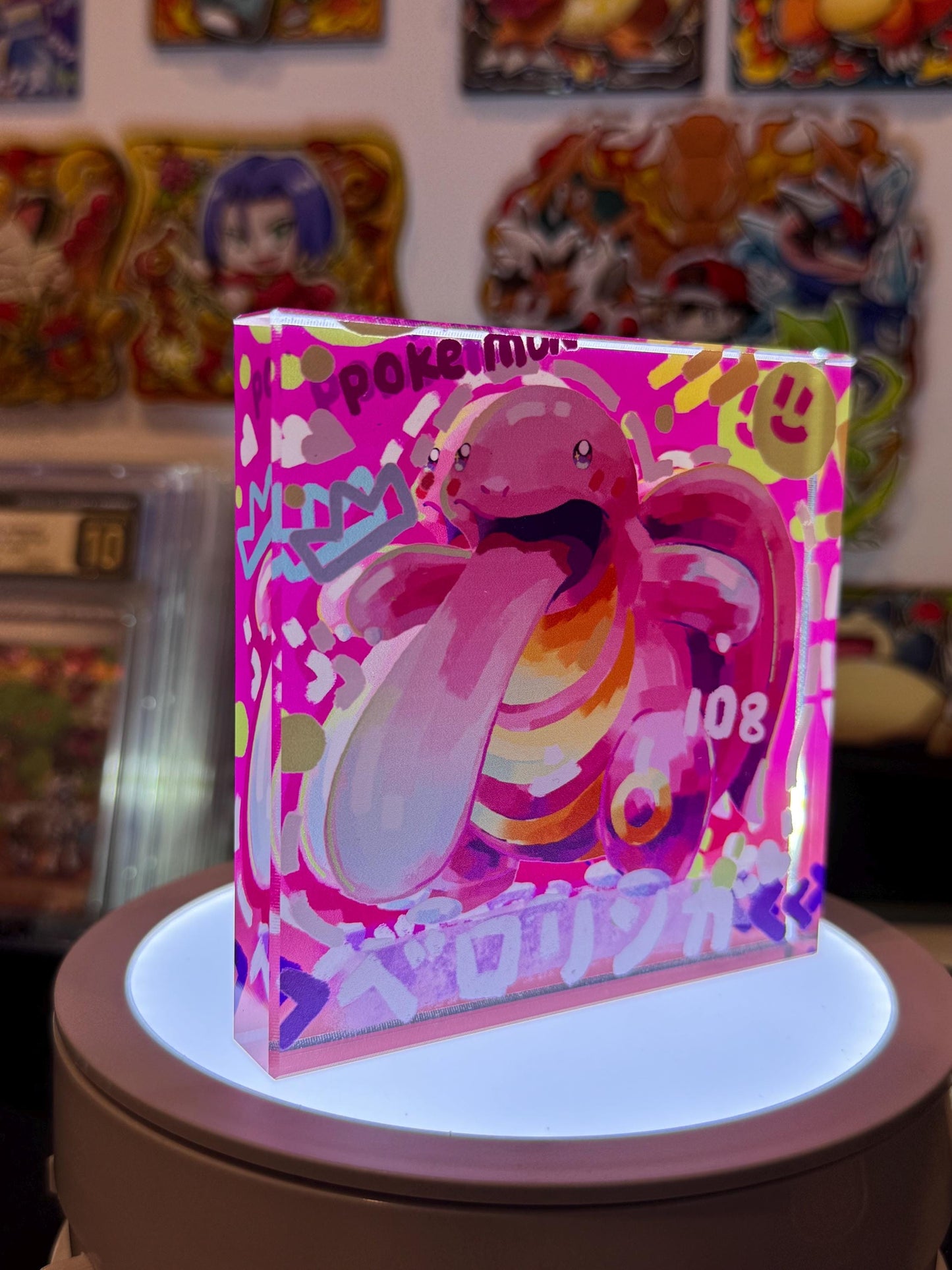 Lickitung CustomMade Pokemon Crystal Acrylic Block 10cmx10cmx1.5cm-Gift For him-Pokemon fan-Pokemon TCG PTCG-Pikachu Charizard Full Art