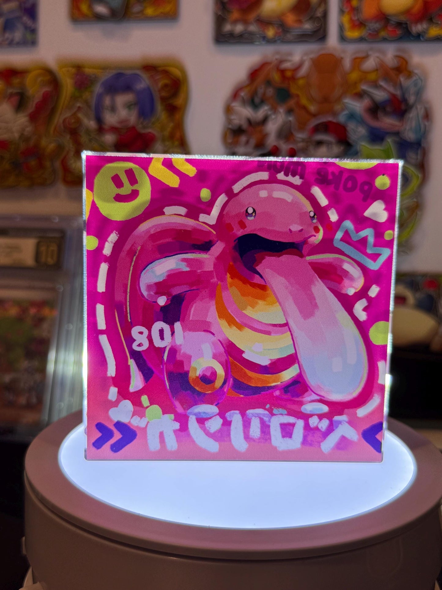 Lickitung CustomMade Pokemon Crystal Acrylic Block 10cmx10cmx1.5cm-Gift For him-Pokemon fan-Pokemon TCG PTCG-Pikachu Charizard Full Art