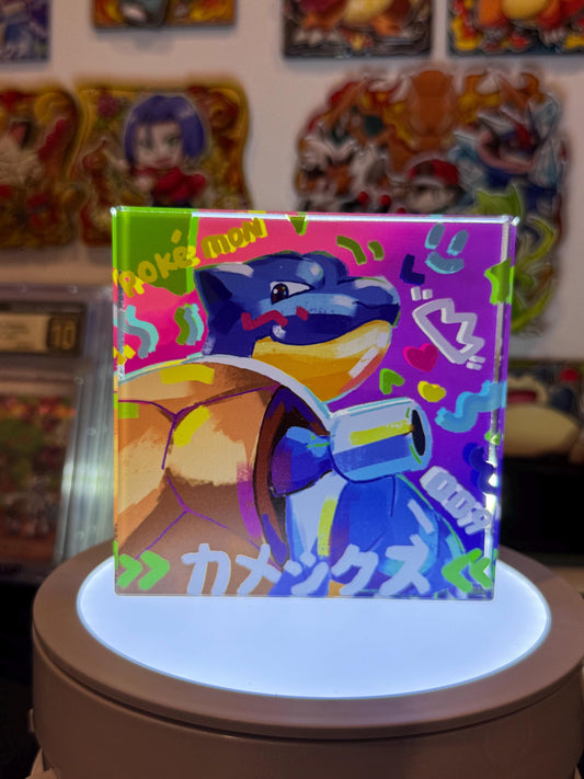 Blastoise CustomMade Pokemon Crystal Acrylic Block 10cmx10cmx1.5cm-Gift For him-Pokemon fan-Pokemon TCG PTCG-Pikachu Charizard Full Art