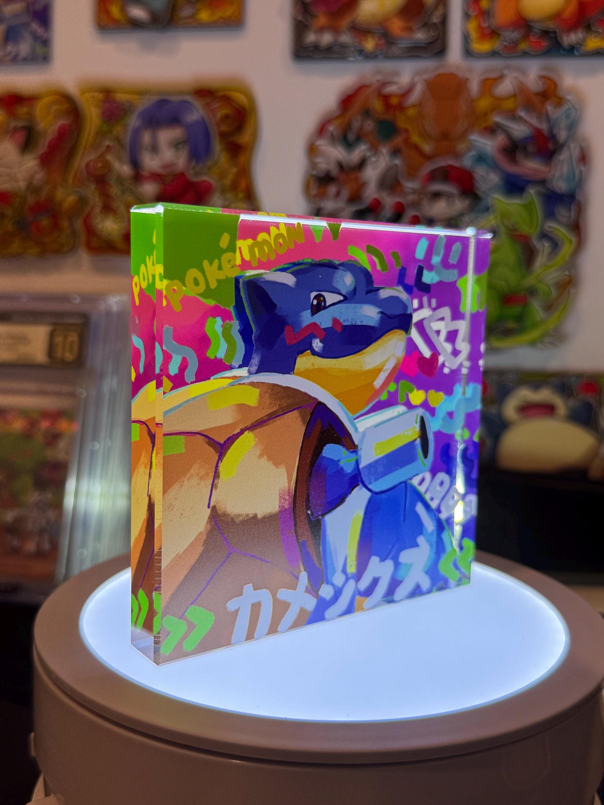 Blastoise CustomMade Pokemon Crystal Acrylic Block 10cmx10cmx1.5cm-Gift For him-Pokemon fan-Pokemon TCG PTCG-Pikachu Charizard Full Art