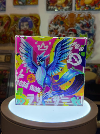 Articuno CustomMade Pokemon Crystal Acrylic Block 10cmx10cmx1.5cm-Gift For him-Pokemon fan-Pokemon TCG PTCG-Pikachu Charizard Full Art