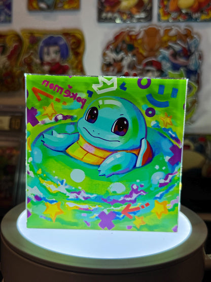 Squirtle CustomMade Pokemon Crystal Acrylic Block 10cmx10cmx1.5cm-Gift For him-Pokemon fan-Pokemon TCG PTCG-Pikachu Charizard Full Art