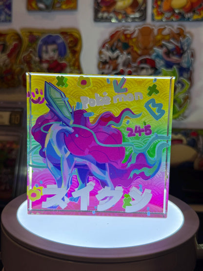 Suicune CustomMade Pokemon Crystal Acrylic Block 10cmx10cmx1.5cm-Gift For him-Pokemon fan-Pokemon TCG PTCG-Pikachu Charizard Full Art