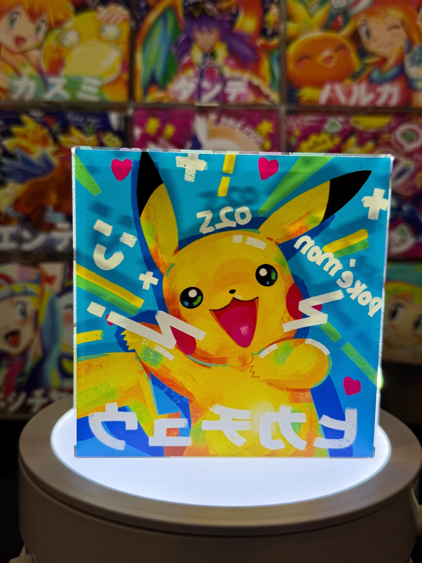 Pikachu CustomMade Pokemon Crystal Acrylic Block 10cmx10cmx1.5cm-Gift For him-Pokemon fan-Pokemon TCG PTCG-Pikachu Charizard Full Art