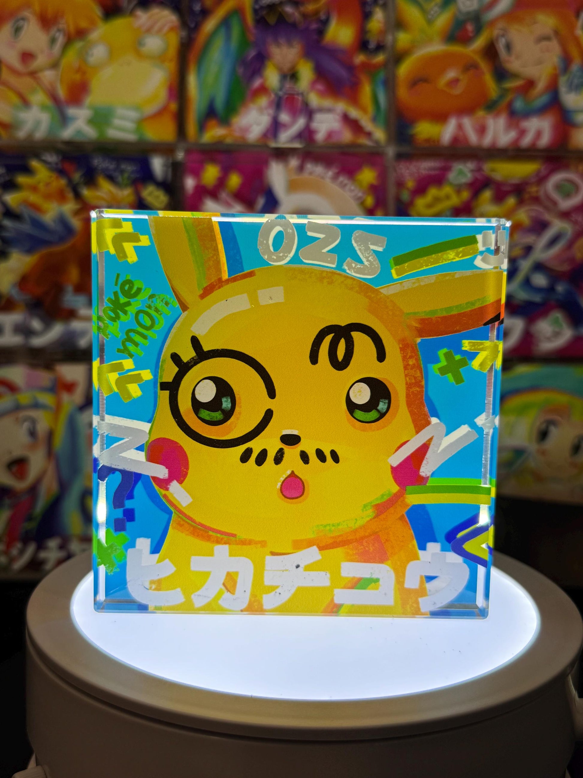 Pikachu CustomMade Pokemon Crystal Acrylic Block 10cmx10cmx1.5cm-Gift For him-Pokemon fan-Pokemon TCG PTCG-Pikachu Charizard Full Art
