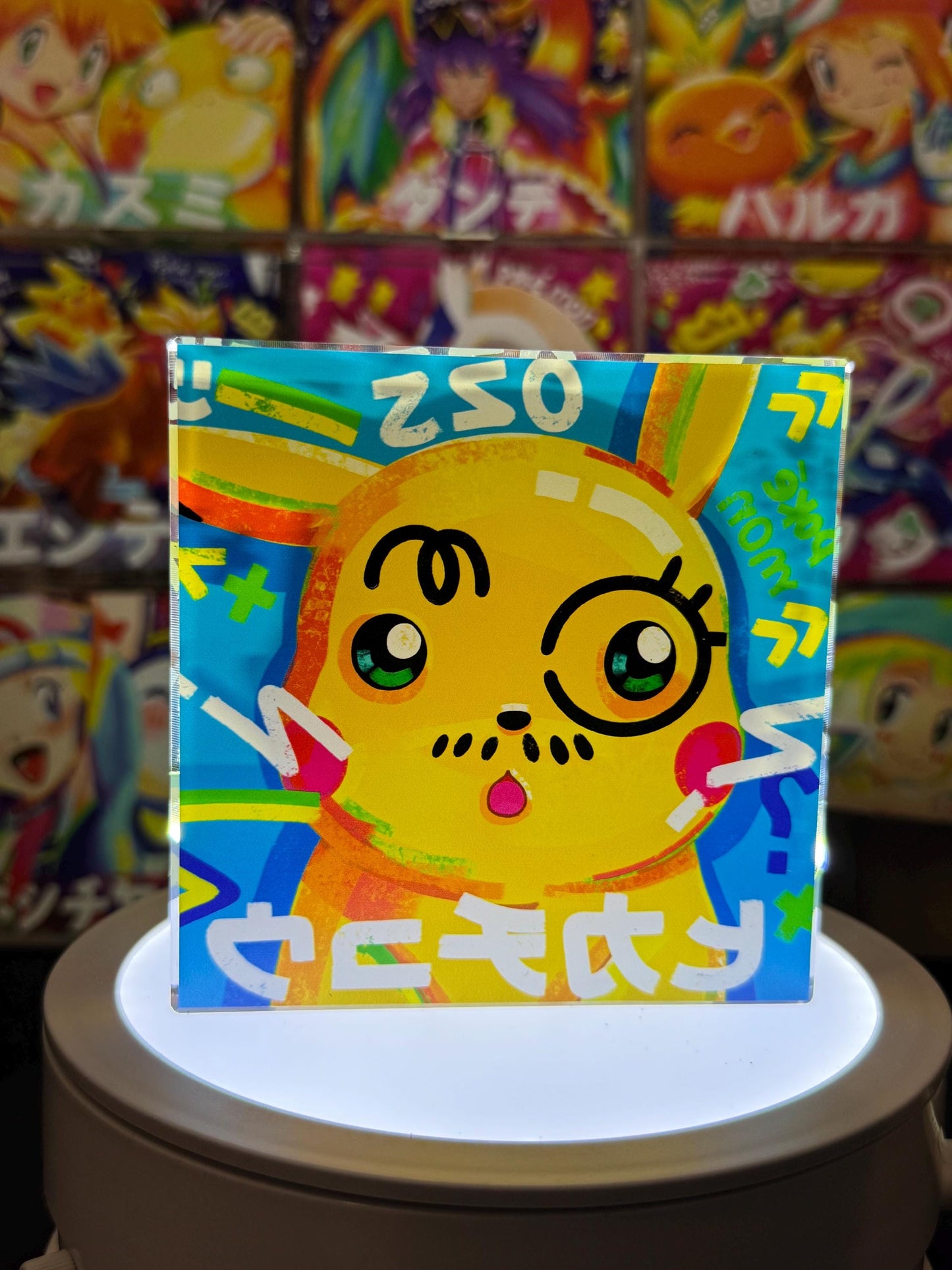 Pikachu CustomMade Pokemon Crystal Acrylic Block 10cmx10cmx1.5cm-Gift For him-Pokemon fan-Pokemon TCG PTCG-Pikachu Charizard Full Art