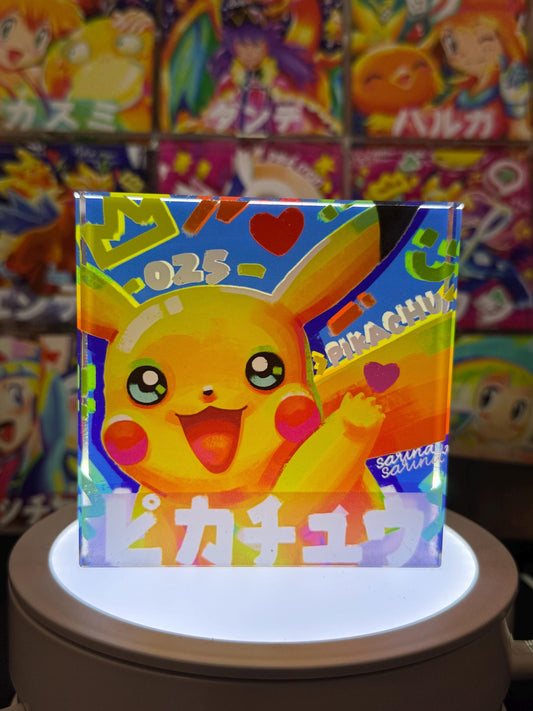Pikachu CustomMade Pokemon Crystal Acrylic Block 10cmx10cmx1.5cm-Gift For him-Pokemon fan-Pokemon TCG PTCG-Pikachu Charizard Full Art