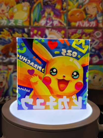 Pikachu CustomMade Pokemon Crystal Acrylic Block 10cmx10cmx1.5cm-Gift For him-Pokemon fan-Pokemon TCG PTCG-Pikachu Charizard Full Art