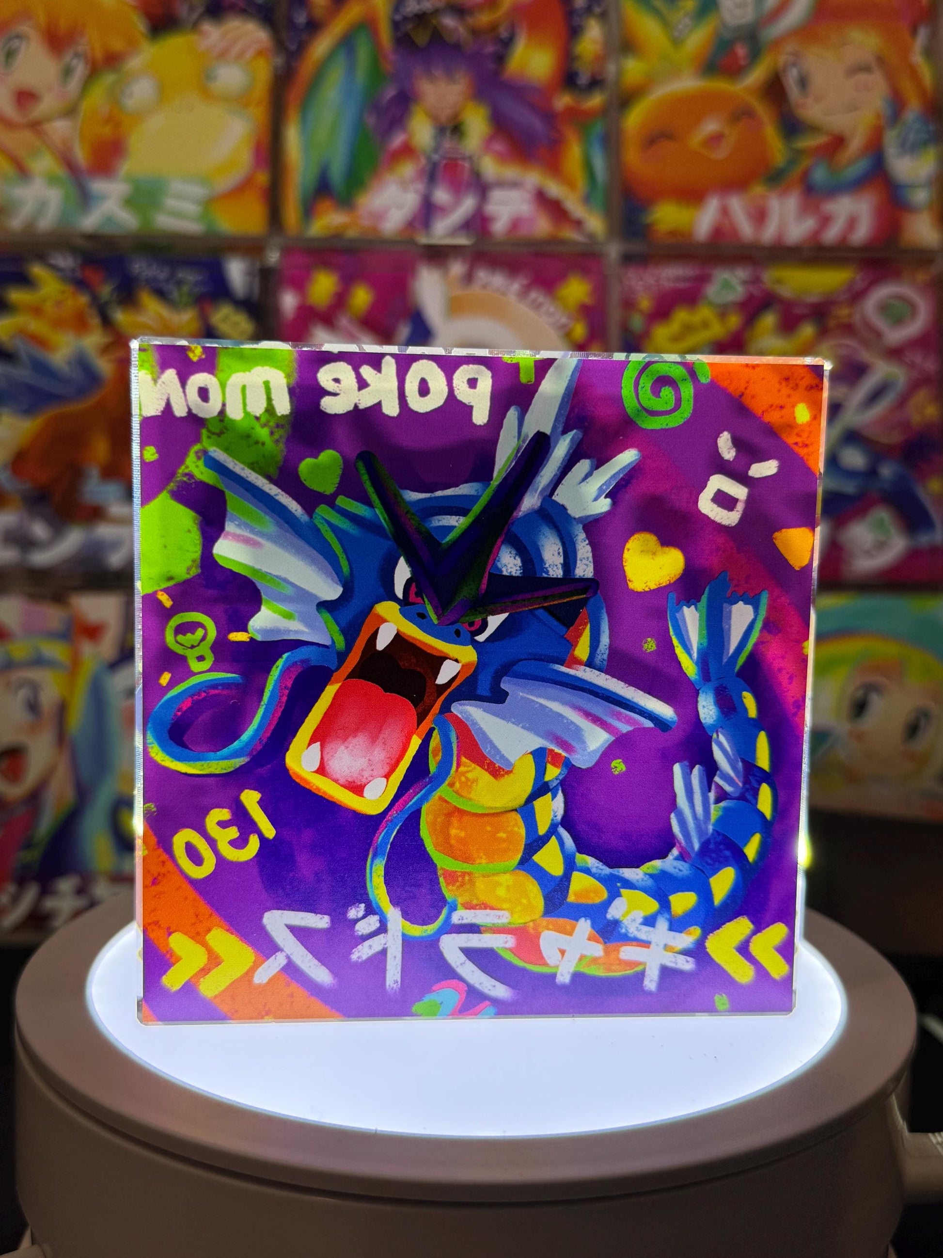 Grarados CustomMade Pokemon Crystal Acrylic Block 10cmx10cmx1.5cm-Gift For him-Pokemon fan-Pokemon TCG PTCG-Pikachu Charizard Full Art